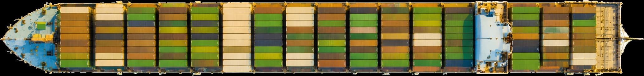 Container ship seen from above, loaded with shipping containers
